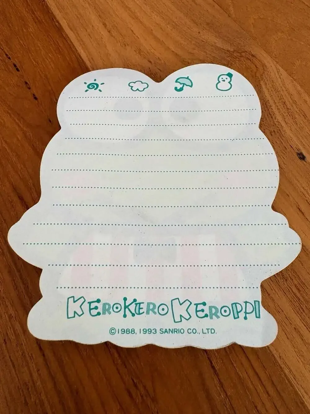 Vintage 1993 Sanrio Keroppi Die-Cut Memo Pad